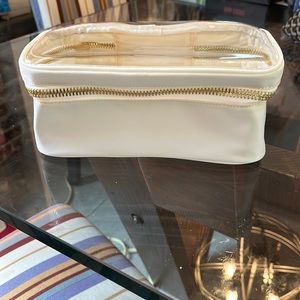 Stoney Clover Lane white nylon clear open top cosmetic case